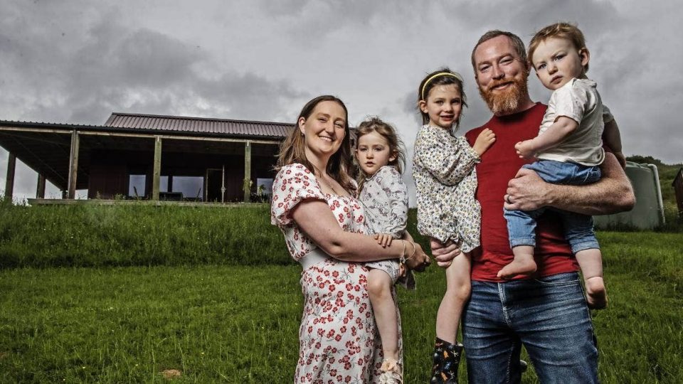 Architect Joe Lyth, wife Sarah and their children - Lawrence Smith/Stuff